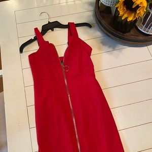 Red buckles dress